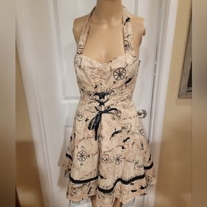 Disney Juniors Size Small Peter Pan Neverland map halter corset dress